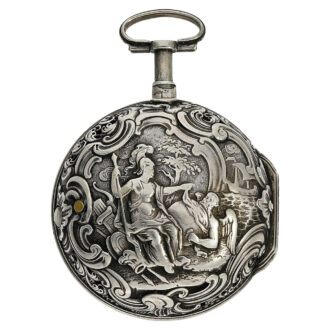 German silver repoussé pair-cased repeating watch Circa 1720
