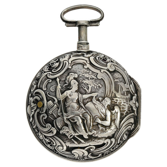 German silver repoussé pair-cased repeating watch Circa 1720 German silver repoussé pair-cased repeating watch Circa 1720