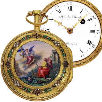 French gold/enamel verge pocket watch with pearls Circa 1780