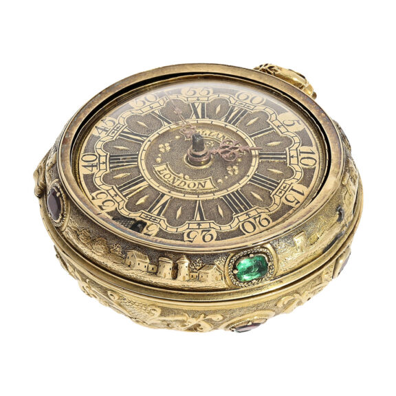 English gold repoussé watch for the Russian market Circa 1730 English gold repoussé watch for the Russian market Circa 1730