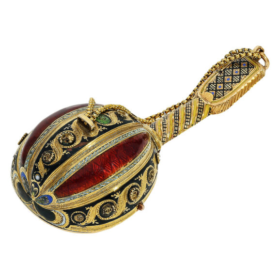 Swiss gold and enamel mandolin form pocket watch Circa 1810 Swiss gold and enamel mandolin form pocket watch Circa 1810