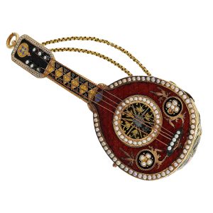 Swiss gold and enamel mandolin form pocket watch Circa 1810