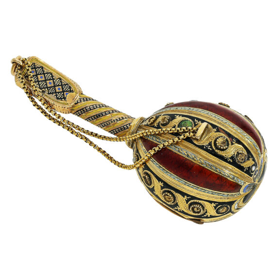 Swiss gold and enamel mandolin form pocket watch Circa 1810 Swiss gold and enamel mandolin form pocket watch Circa 1810