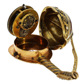 Swiss gold and enamel mandolin form pocket watch Circa 1810