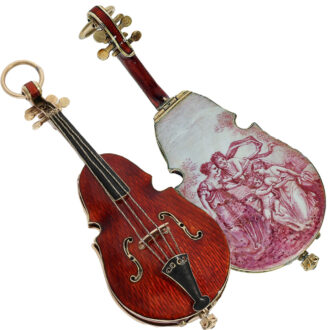 Austrian gold and enamel cello shape form fob watch Circa 1880