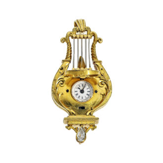 Swiss rare gold and enamel lyre-shaped fob watch Circa 1800