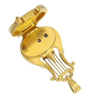 Swiss rare gold and enamel lyre-shaped fob watch Circa 1800