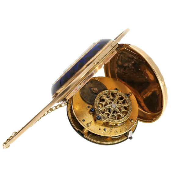 Rare gold enamel form watch with diamonds and pearls Circa 1810 Rare gold enamel form watch with diamonds and pearls Circa 1810