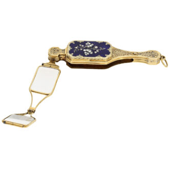 Swiss gold, enamel and diamonds set lorgnon Circa 1850
