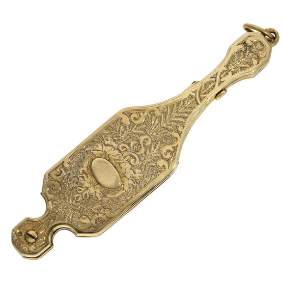 Swiss gold, enamel and diamonds set lorgnon Circa 1850 Swiss gold, enamel and diamonds set lorgnon Circa 1850
