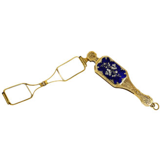 Swiss gold, enamel and diamonds set lorgnon Circa 1850