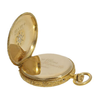 Swiss ladies gold enamel diamond trim pendant watch Circa 1905
