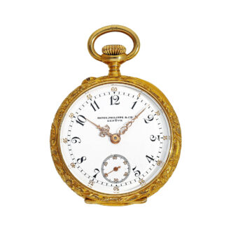 Swiss ladies gold enamel diamond trim pendant watch Circa 1905