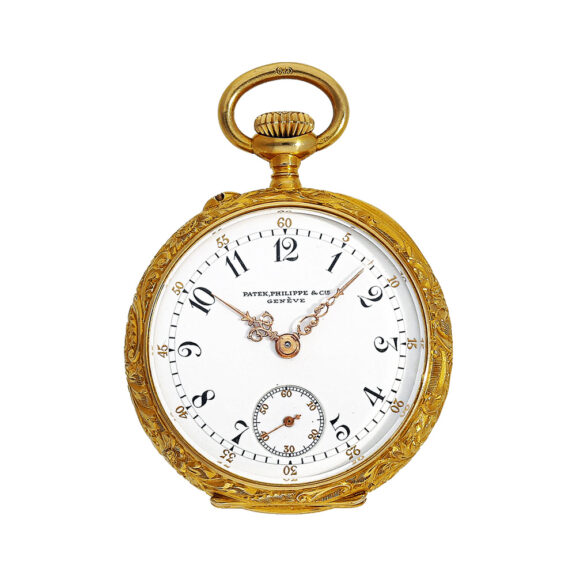 Swiss ladies gold enamel diamond trim pendant watch Circa 1905 Swiss ladies gold enamel diamond trim pendant watch Circa 1905