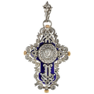 Swiss silver enamel cross form pendant watch Circa 1890