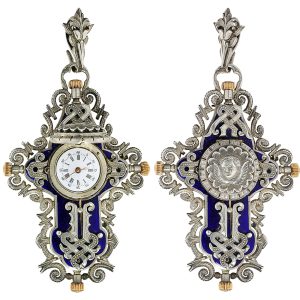 Swiss silver enamel cross form pendant watch Circa 1890