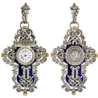 Swiss silver enamel cross form pendant watch Circa 1890