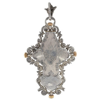 Swiss silver enamel cross form pendant watch Circa 1890