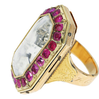 Swiss quarter repeating octagonal-shaped ring watch Circa 1780