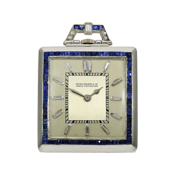 American square platinum Art Deco pocket watch Circa 1920