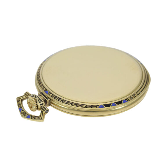 Swiss gold and enamel open faced lever dress watch Circa 1926 Swiss gold and enamel open faced lever dress watch Circa 1926