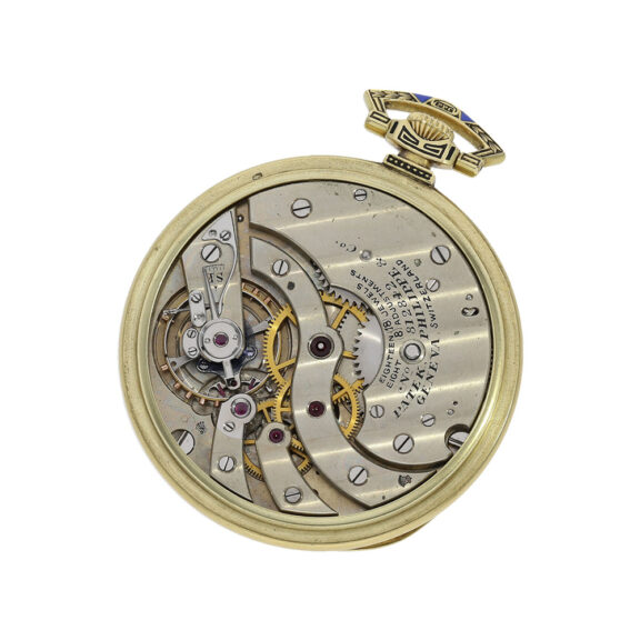 Swiss gold and enamel open faced lever dress watch Circa 1926 Swiss gold and enamel open faced lever dress watch Circa 1926
