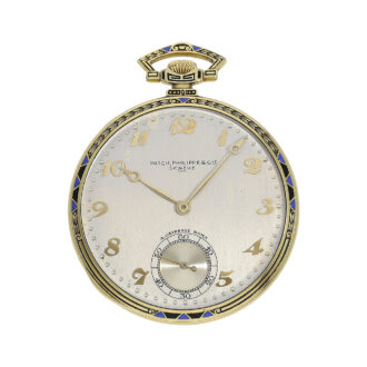 Swiss gold and enamel open faced lever dress watch Circa 1926