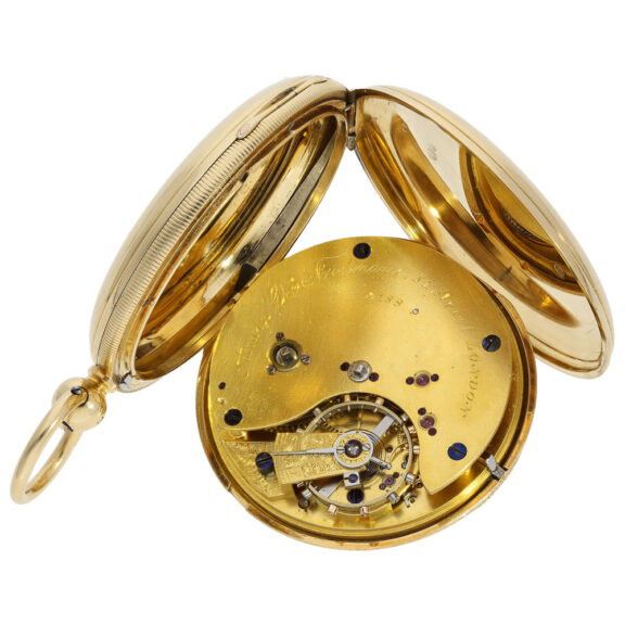 Important English gold hunting cased lever watch Circa 1855 Important English gold hunting cased lever watch Circa 1855