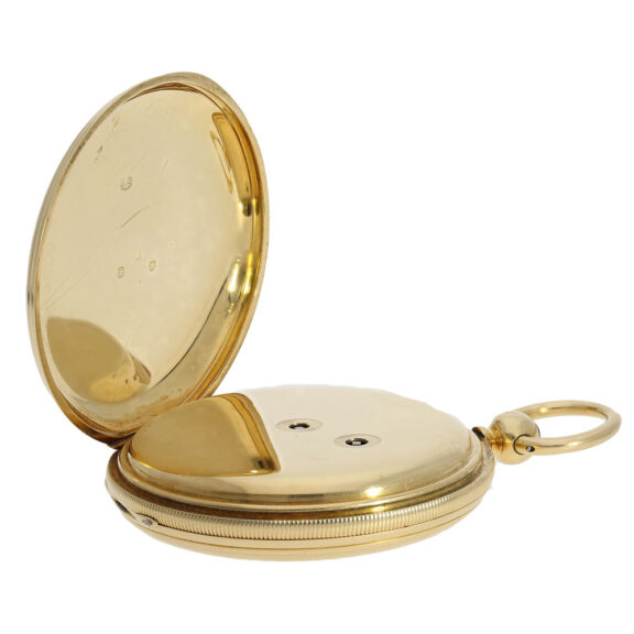 Important English gold hunting cased lever watch Circa 1855 Important English gold hunting cased lever watch Circa 1855