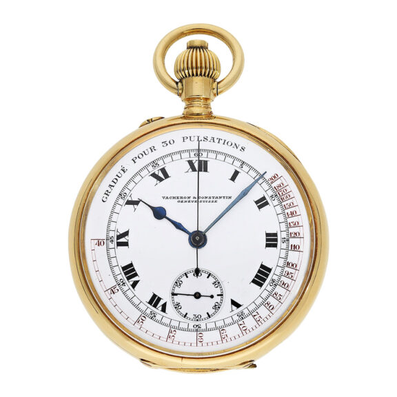Swiss gold chronograph watch with pulsometer scale Circa 1915