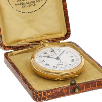 Swiss gold chronograph watch with pulsometer scale Circa 1915