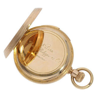 Swiss gold hunting cased quarter repeating watch Circa 1873