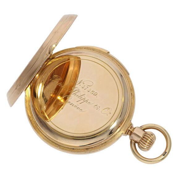 Swiss gold hunting cased quarter repeating watch Circa 1873 Swiss gold hunting cased quarter repeating watch Circa 1873