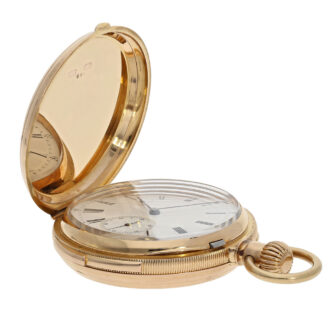 Swiss gold hunting cased quarter repeating watch Circa 1873