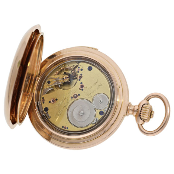 German gold minute repeating hunting cased pocket watch Circa 1899 German gold minute repeating hunting cased pocket watch Circa 1899