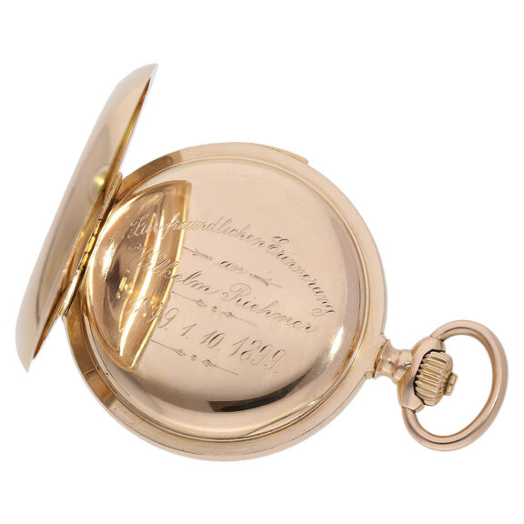 German gold minute repeating hunting cased pocket watch Circa 1899 German gold minute repeating hunting cased pocket watch Circa 1899