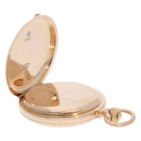 German gold minute repeating hunting cased pocket watch Circa 1899 German gold minute repeating hunting cased pocket watch Circa 1899