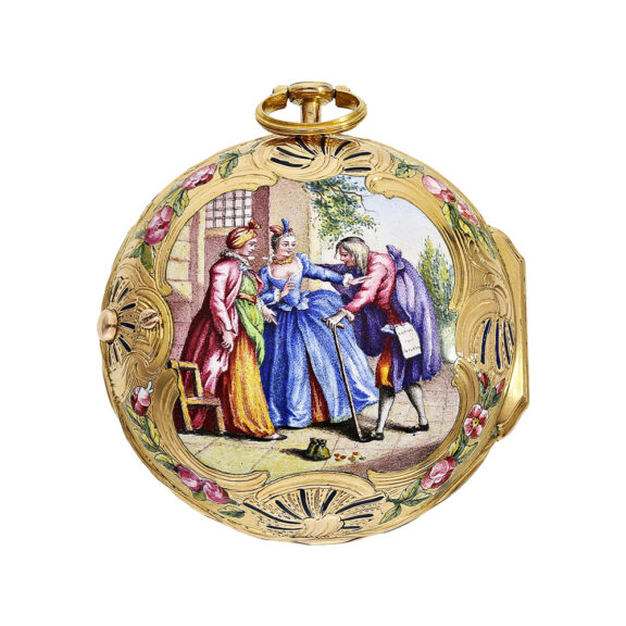 French gold and enamel rococo watch with chatelaine Circa 1760 French gold and enamel rococo watch with chatelaine Circa 1760