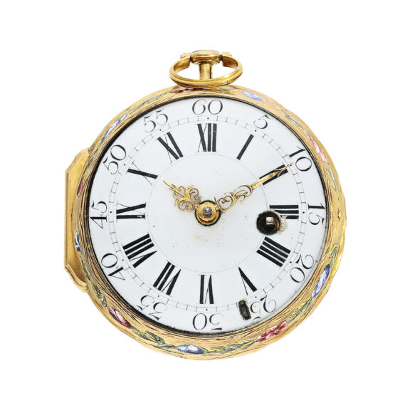 French gold and enamel rococo watch with chatelaine Circa 1760 French gold and enamel rococo watch with chatelaine Circa 1760