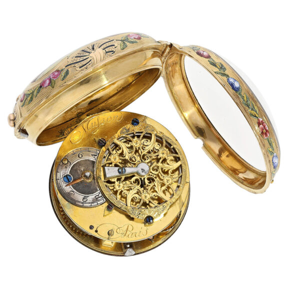 French gold and enamel rococo watch with chatelaine Circa 1760 French gold and enamel rococo watch with chatelaine Circa 1760