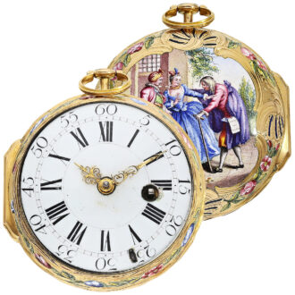 French gold and enamel rococo watch with chatelaine Circa 1760 French gold and enamel rococo watch with chatelaine Circa 1760