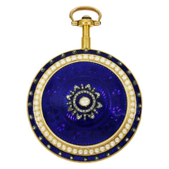 English gold and enamel watch with diamonds and pearls Circa 1790