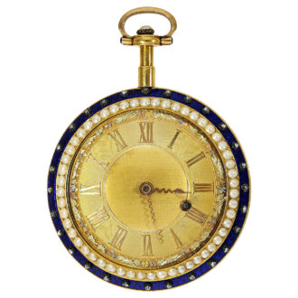 English gold and enamel watch with diamonds and pearls Circa 1790
