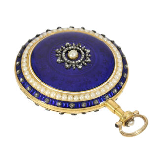 English gold and enamel watch with diamonds and pearls Circa 1790