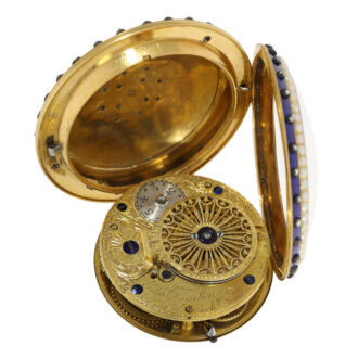 English gold and enamel watch with diamonds and pearls Circa 1790