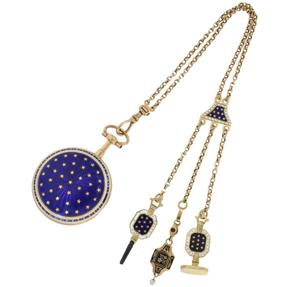 French gold enamel watch with matching chatelaine Circa 1780 French gold enamel watch with matching chatelaine Circa 1780