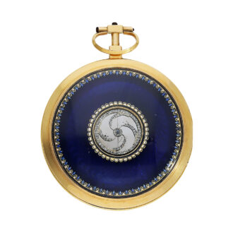 French gold and enamel watch with visible balance Circa 1785