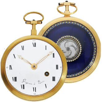 French gold and enamel watch with visible balance Circa 1785