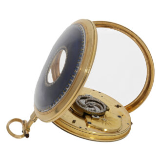 French gold and enamel watch with visible balance Circa 1785