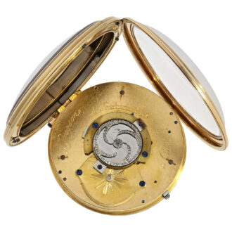 French gold and enamel watch with visible balance Circa 1785